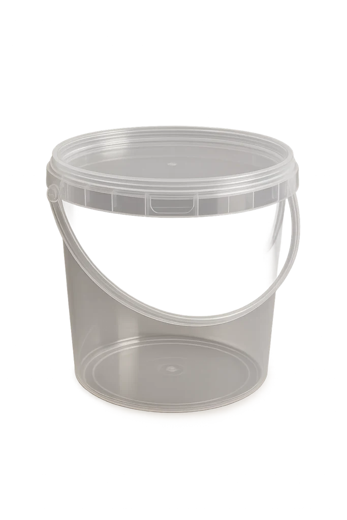 Transparent plastic bucket